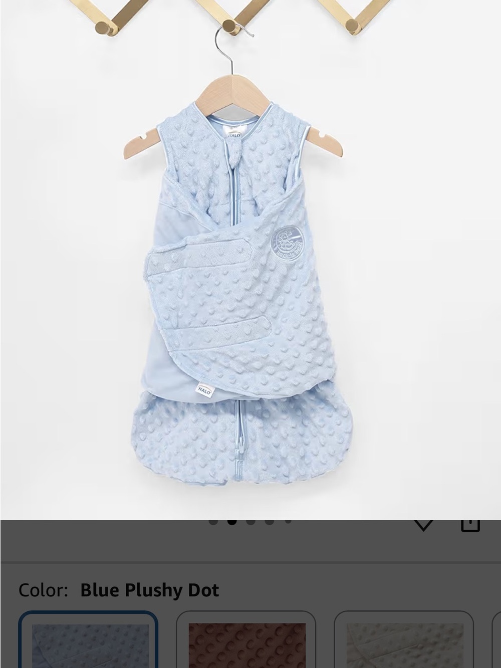 Halo Light Blue Plush Dot Sleep Sack Swaddle. Like New, no box no tag.